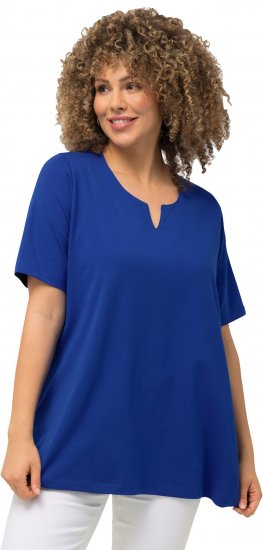 Ulla Popken Essential Notch Neck Stretch Tee Cobalt Blue - Тениски - 
