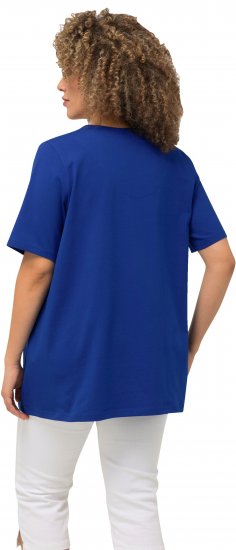 Ulla Popken Essential Notch Neck Stretch Tee Cobalt Blue - Тениски - 