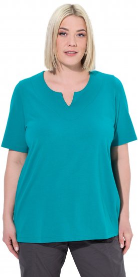 Ulla Popken Essential Notch Neck Stretch Tee Teal - Тениски - 