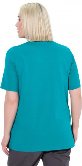 Ulla Popken Essential Notch Neck Stretch Tee Teal - Тениски - 