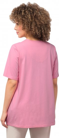Ulla Popken Essential Notch Neck Stretch Tee Light Pink - Тениски - 