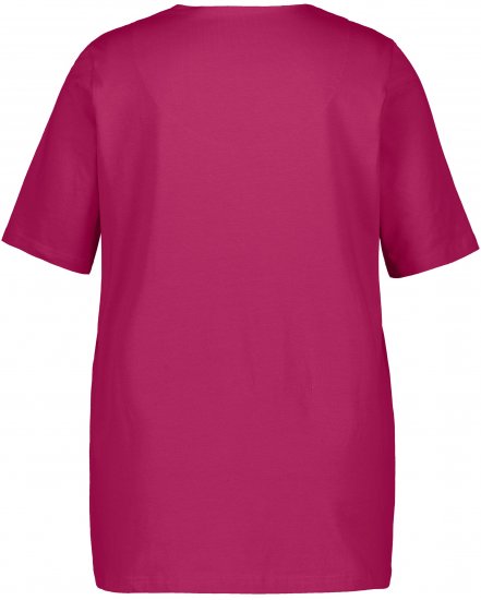 Ulla Popken Essential Notch Neck Stretch Tee Magnolia Red - Тениски - 