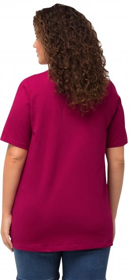 Ulla Popken Essential Notch Neck Stretch Tee Magnolia Red - Тениски - 