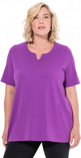 Ulla Popken Essential Notch Neck Stretch Tee Purple - Тениски - 