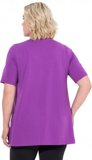 Ulla Popken Essential Notch Neck Stretch Tee Purple - Тениски - 