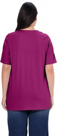 Ulla Popken Essential Notch Neck Stretch Tee Berry - Тениски - 
