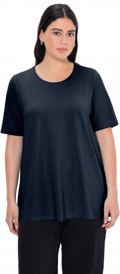 Ulla Popken Essential Round Neck Stretch Tee Navy Blue - Тениски - 