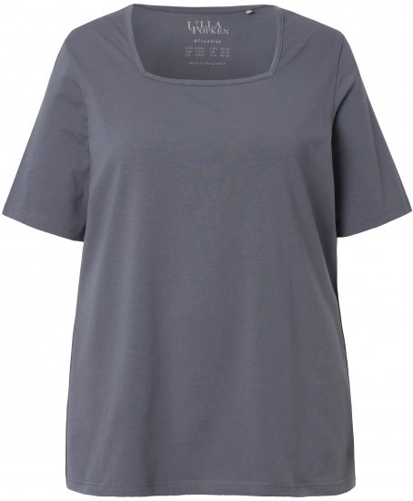 Ulla Popken Essential Square Neck Stretch Tee Graphite Grey - Тениски - 