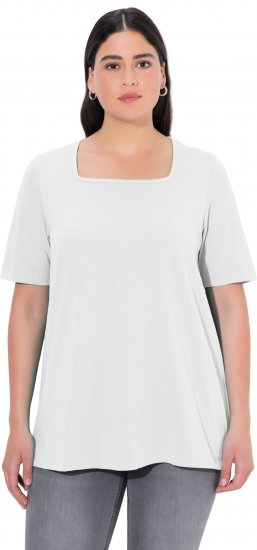 Ulla Popken Essential Square Neck Stretch Tee Snow White - Тениски - 