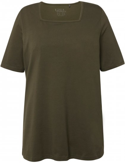 Ulla Popken Essential Square Neck Stretch Tee Forest Green - Тениски - 