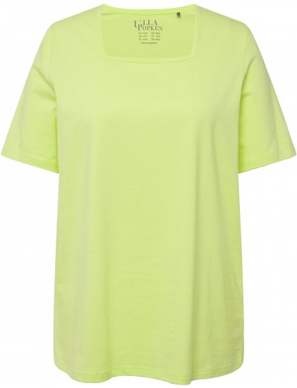 Ulla Popken Essential Square Neck Stretch Tee Lime Green - Тениски - 