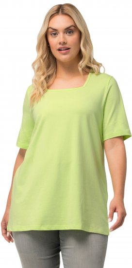 Ulla Popken Essential Square Neck Stretch Tee Lime Green - Тениски - 
