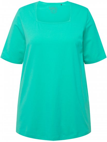 Ulla Popken Essential Square Neck Stretch Tee Turquoise Green - Тениски - 