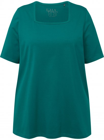 Ulla Popken Essential Square Neck Stretch Tee Emerald - Тениски - 
