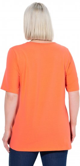 Ulla Popken Essential Square Neck Stretch Tee Coral Pink - Тениски - 