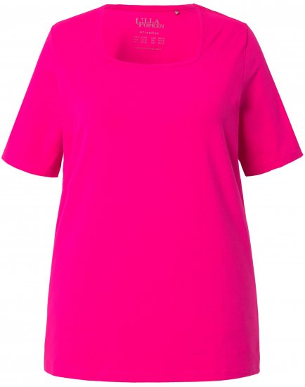 Ulla Popken Essential Square Neck Stretch Tee Magenta Pink - Тениски - 