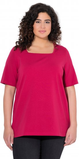 Ulla Popken Essential Square Neck Stretch Tee Dark Raspberry - Тениски - 