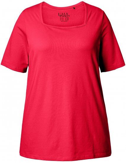 Ulla Popken Essential Square Neck Stretch Tee Red - Тениски - 