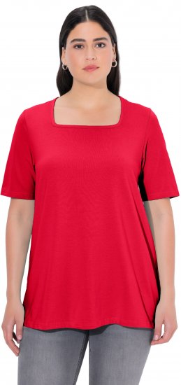 Ulla Popken Essential Square Neck Stretch Tee Red - Тениски - 