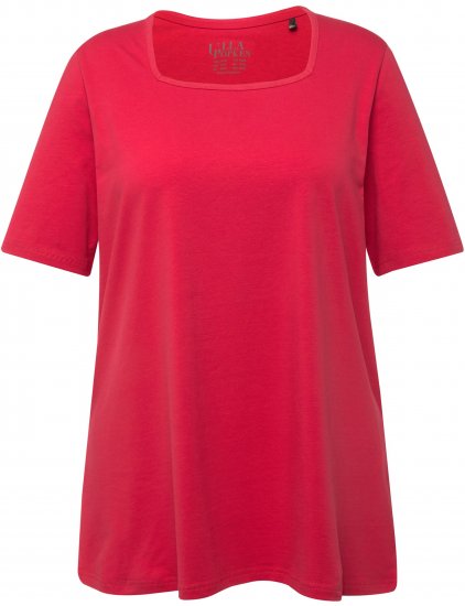 Ulla Popken Essential Square Neck Stretch Tee Dark Pink - Тениски - 