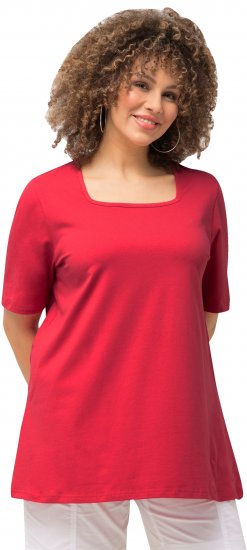 Ulla Popken Essential Square Neck Stretch Tee Dark Pink - Тениски - 