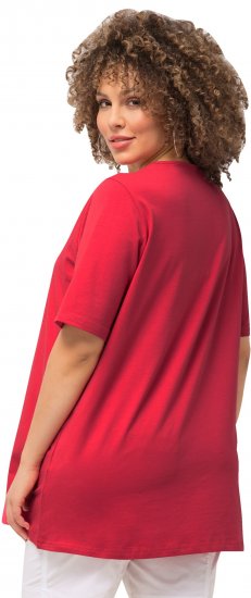 Ulla Popken Essential Square Neck Stretch Tee Dark Pink - Тениски - 