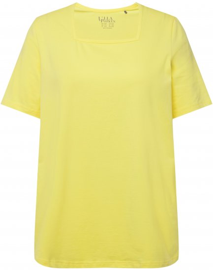Ulla Popken Essential Square Neck Stretch Tee Lemon Yellow - Тениски - 