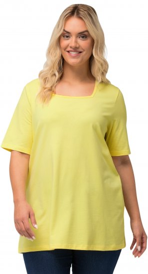 Ulla Popken Essential Square Neck Stretch Tee Lemon Yellow - Тениски - 