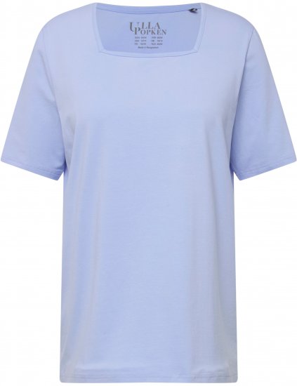 Ulla Popken Essential Square Neck Stretch Tee Sky Blue - Тениски - 