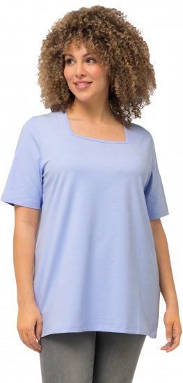 Ulla Popken Essential Square Neck Stretch Tee Sky Blue - Тениски - 