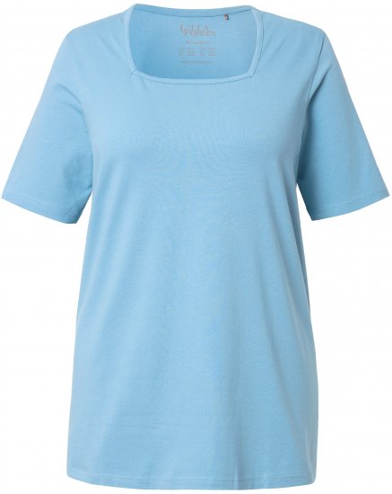 Ulla Popken Essential Square Neck Stretch Tee Light Teal - Тениски - 