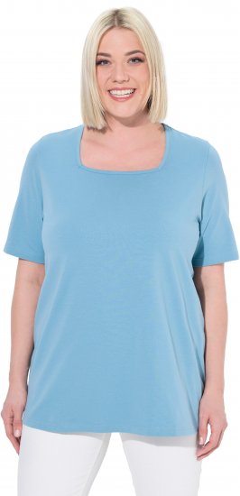 Ulla Popken Essential Square Neck Stretch Tee Light Teal - Тениски - 