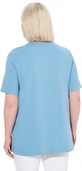 Ulla Popken Essential Square Neck Stretch Tee Light Teal - Тениски - 