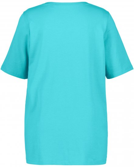 Ulla Popken Essential Square Neck Stretch Tee Deep Aqua - Тениски - 