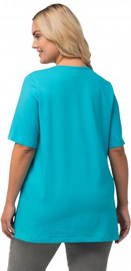 Ulla Popken Essential Square Neck Stretch Tee Deep Aqua - Тениски - 