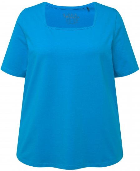 Ulla Popken Essential Square Neck Stretch Tee Sapphire Blue - Тениски - 