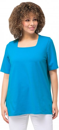 Ulla Popken Essential Square Neck Stretch Tee Sapphire Blue - Тениски - 