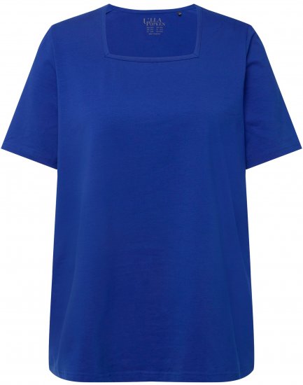 Ulla Popken Essential Square Neck Stretch Tee Cobalt Blue - Тениски - 