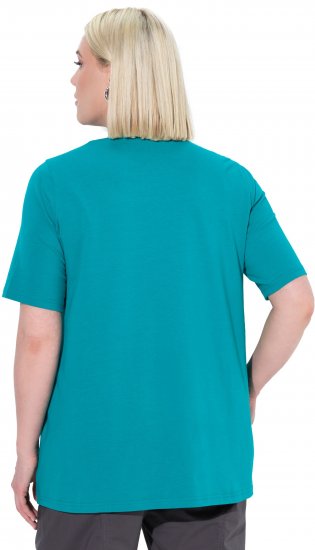 Ulla Popken Essential Square Neck Stretch Tee Green Emerald - Тениски - 