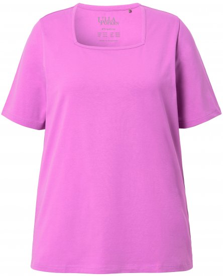 Ulla Popken Essential Square Neck Stretch Tee Cool Pink - Тениски - 
