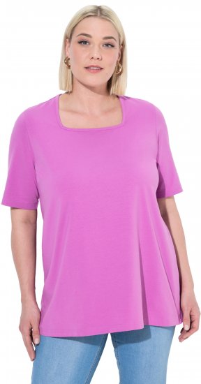 Ulla Popken Essential Square Neck Stretch Tee Cool Pink - Тениски - 