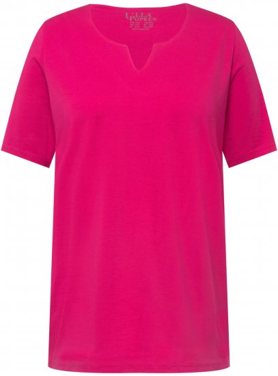 Ulla Popken Essential Square Neck Stretch Tee Fuchsia Pink - Тениски - 