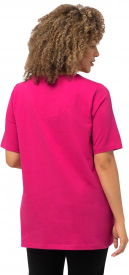 Ulla Popken Essential Square Neck Stretch Tee Fuchsia Pink - Тениски - 