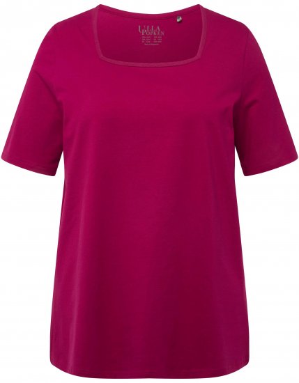 Ulla Popken Essential Square Neck Stretch Tee Magnolia Red - Тениски - 
