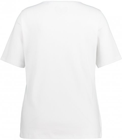 Ulla Popken Double Layer Rounded V-Neck Slim Fit Tee Snow White - Тениски - 
