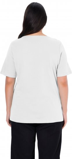 Ulla Popken Double Layer Rounded V-Neck Slim Fit Tee Snow White - Тениски - 