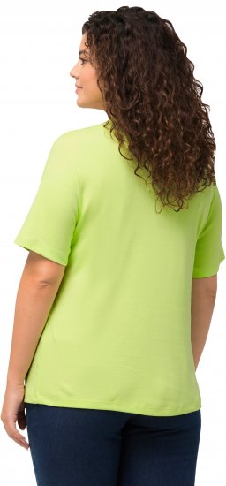 Ulla Popken Double Layer Rounded V-Neck Slim Fit Tee Lime Green - Тениски - 