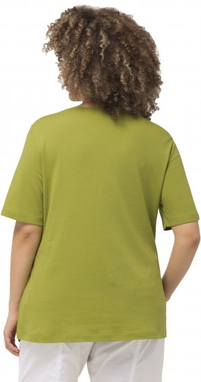 Ulla Popken Double Layer Rounded V-Neck Slim Fit Tee Apple Green - Тениски - 