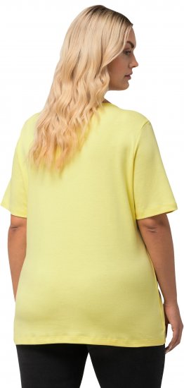 Ulla Popken Double Layer Rounded V-Neck Slim Fit Tee Lemon Yellow - Тениски - 