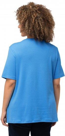 Ulla Popken Double Layer Rounded V-Neck Slim Fit Tee Sky Blue - Тениски - 